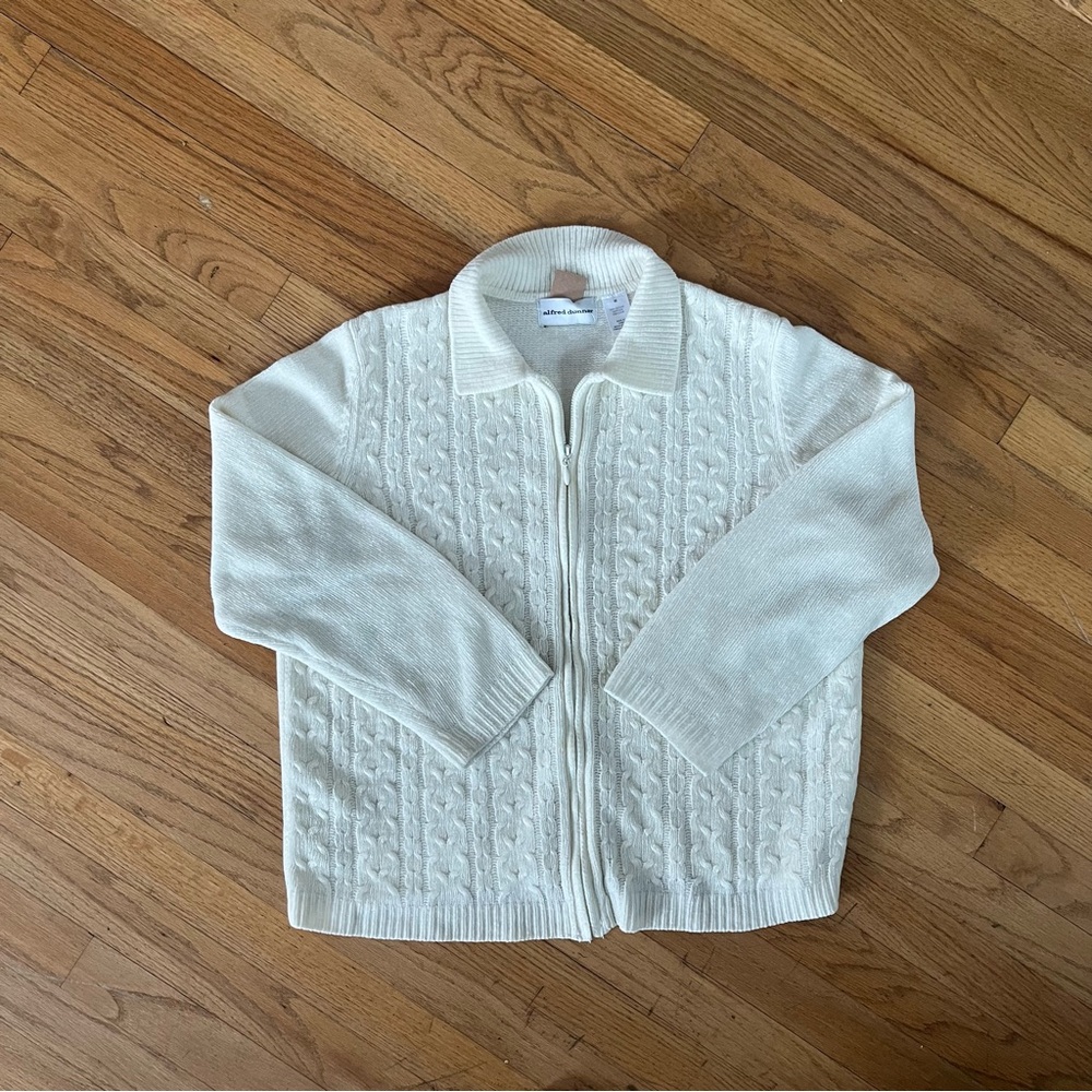 Alfred Dunner - cable knit zip up cardigan